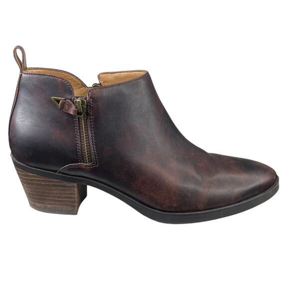 Vionic Women's Cecily Brown Leather Side Zip Ankle Boot Size US 9.5 - Picture 1 of 13